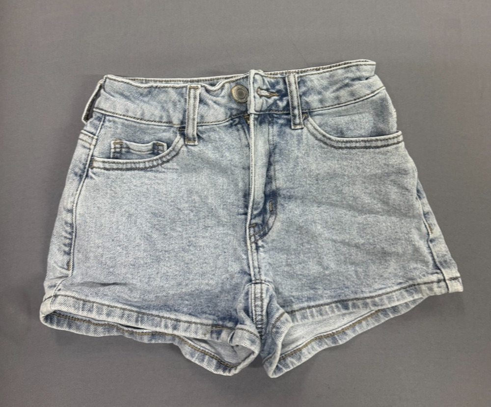 Kohl's SO High Rise Denim Shortie Jean Shorts Women's Size 0/24 Light Wash